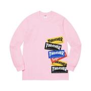 Supreme Begränsad upplaga Multi Logo Långärmad T-shirt Pink, Herr