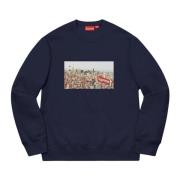 Supreme Begränsad Upplaga Stad Aerial Crewneck Navy Blue, Herr