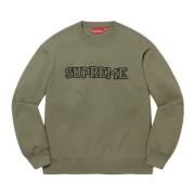 Supreme Begränsad upplaga Shattered Logo Crewneck Light Olive Green, H...