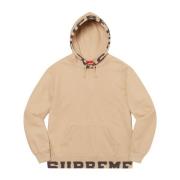 Supreme Begränsad upplaga Cropped Logos Hoodie Beige, Herr