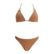 Hunza G Rynkad Triangel Bikini Set Beige, Dam