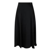 Herno Flytande Satin Midi Kjol Black, Dam