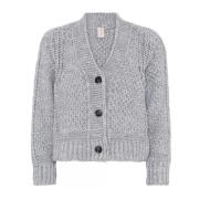 Skovhuus Strukturerad Casual Cardigan Sten Grå Gray, Dam