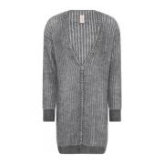 Skovhuus Plated Long Cardigan Charcoal Gray, Dam