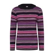 Skovhuus Randig Jacquard Pullover Blus Mörklila Multicolor, Dam