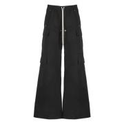 Rick Owens Svarta Cargo Byxor Elastisk Midja Dragsko Black, Herr