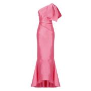 Solace London Rosa Asymmetrisk Bågklänning Pink, Dam