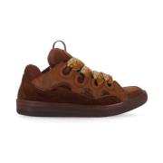 Lanvin Bruna Lädersneakers med Logodetalj Brown, Dam