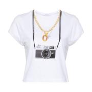 Paco Rabanne Kamera Print Vit T-shirt White, Dam