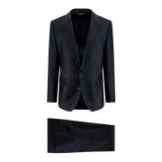 Dolce & Gabbana Lyxig Silkes Enkelknäppt Kostym Black, Herr