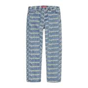 Supreme Frayed Logos Regular Blue Jeans Blue, Herr