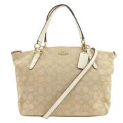 Coach Pre-owned Pre-owned Canvas handvskor Beige, Dam