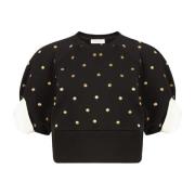 Nina Ricci Svart prickig crop top Black, Dam