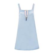 Nina Ricci Blå Satin Mini A-Linje Klänning Blue, Dam