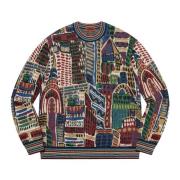 Supreme Begränsad Upplaga Burgundy Stickad Tröja Multicolor, Herr