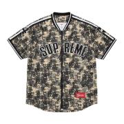 Supreme Begränsad upplaga Kanji Camo Zip Baseball Jersey Beige, Herr