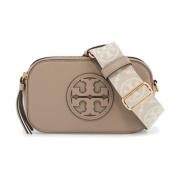 Tory Burch Grained Leather Mini Crossbody Väska Gray, Dam