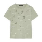 Elena Mirò Tryckt broderad T-shirt Green, Dam