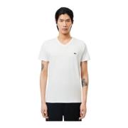 Lacoste V-ringad bomullst-shirt - Vit White, Herr