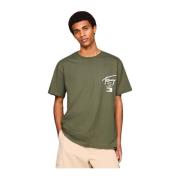 Tommy Jeans Tryckt Logga Bomull T-shirt - Grön Green, Herr