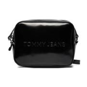 Tommy Jeans Svart PU Läder Axelväska Black, Dam