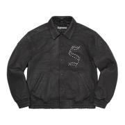 Supreme Svart Läder Varsity Jacka Begränsad Upplaga Black, Herr