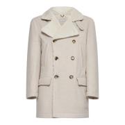 Brunello Cucinelli Ivory Cashmere Shearling Coat White, Herr