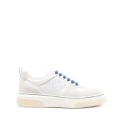 Salvatore Ferragamo Vita Sneakers med Gancini Logo Detalj White, Herr