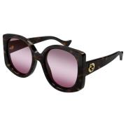 Gucci Stiliga solglasögon i Havana/Röd Shaded Brown, Dam