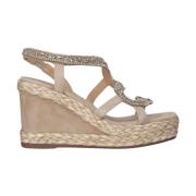 Alma EN Pena Rhinestone Snake Kilklack Sandal Beige, Dam