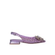 Alma EN Pena Rhinestone raffia platta skor Purple, Dam