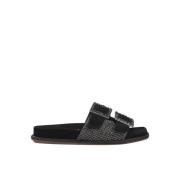 Alma EN Pena Dekorerad Platt Sandal Black, Dam