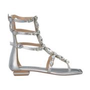 Alma EN Pena Grekisk stil platt sandal Gray, Dam