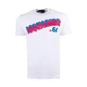 Dsquared2 Bomull T-shirt med kontrast framtryck White, Herr