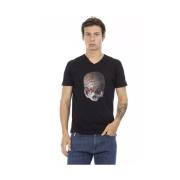 Trussardi Elegant V-ringad Tee med Frontprint Black, Herr