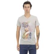 Trussardi Elegant V-ringad T-shirt med Tryck Gray, Herr