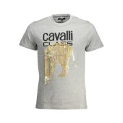 Cavalli Class Tryck Logo Kortärmad T-shirt Gray, Herr