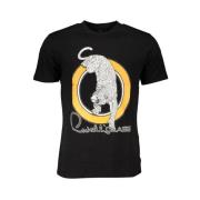 Cavalli Class Svart T-shirt med Print Logo Black, Herr