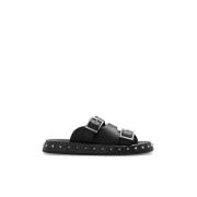 Alexander McQueen Läder Slides Black, Dam