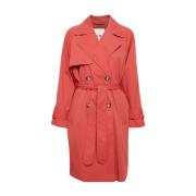 Ichi Röd Trenchcoat Red, Dam