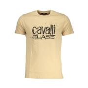 Cavalli Class Tryck Logo Kortärmad T-shirt Beige, Herr