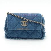 Chanel Vintage Pre-owned Laeder axelremsvskor Blue, Dam