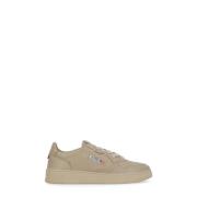 Autry Beige Lädersneakers med Logodetaljer Beige, Herr