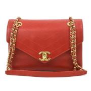 Chanel Vintage Pre-owned Laeder axelremsvskor Red, Dam