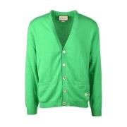 Gucci Stilfull Stickad Cardigan Tröja Green, Herr