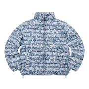 Supreme Blå Jacquard Denim Pufferjacka Begränsad Upplaga Blue, Herr