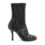 Burberry Peep Ankelboots med Dragkedjedetaljer Black, Dam