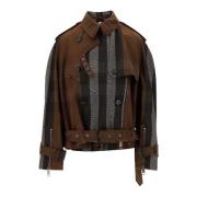 Burberry Brun Bikerjacka Ss23 Brown, Dam