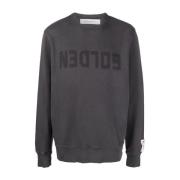 Golden Goose Logo Print Crew Neck Sweater Gray, Herr