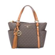 Michael Kors Brun Läder Toteväska med Logotyp Brown, Dam